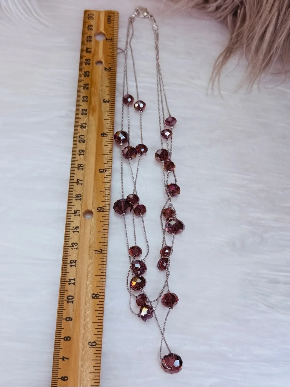 Pretty Silvertone multi strand costume necklace